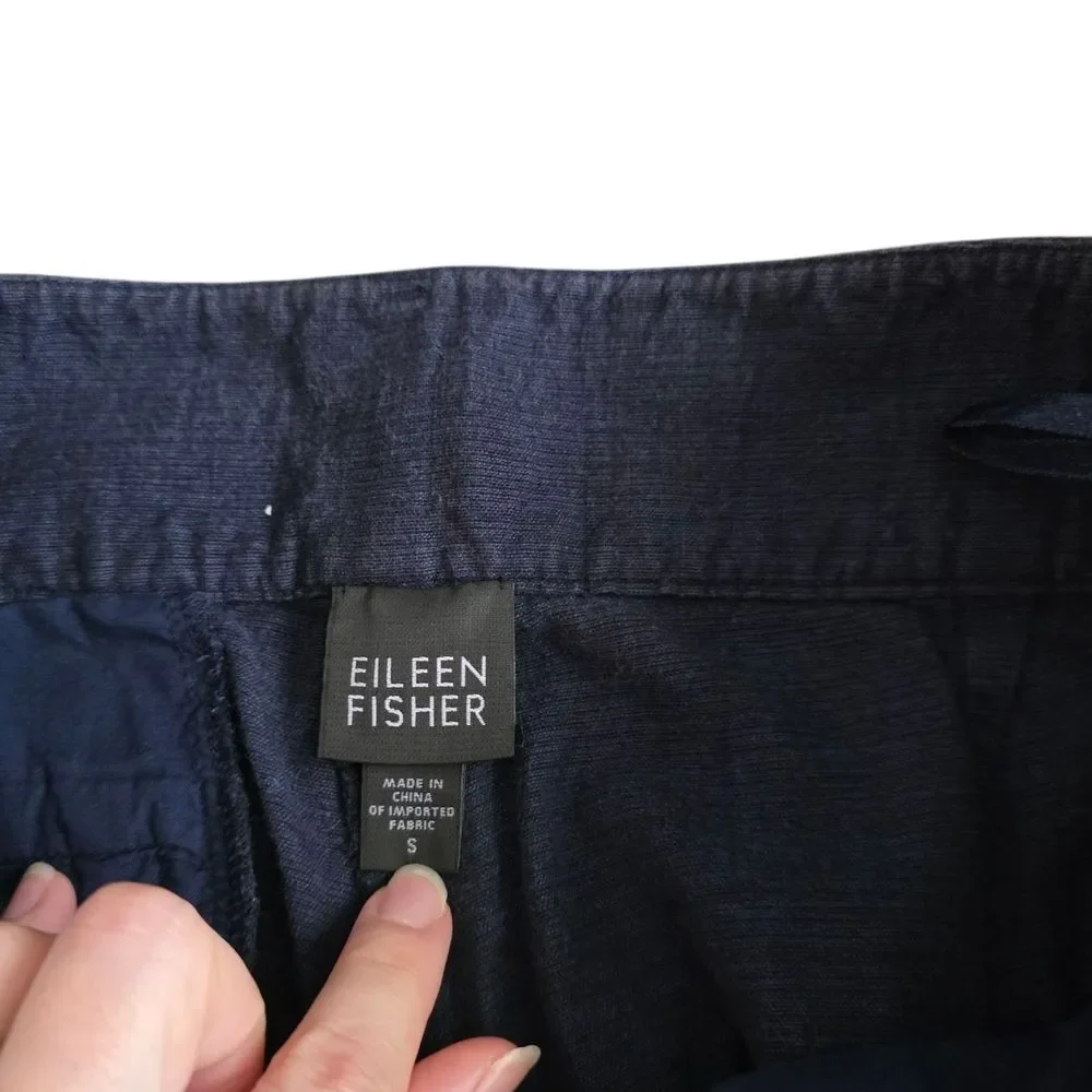Eileen Fisher Navy Wide Leg Cotton Pants S